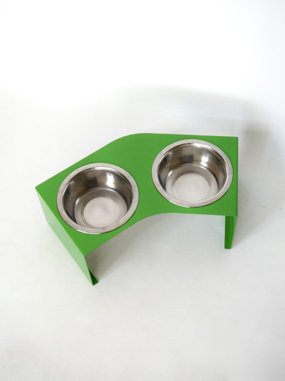 Кормушка Pet table для кішок на 2 миски метал 80 мм 0,45 л Зелений (1024579к) - фото 1