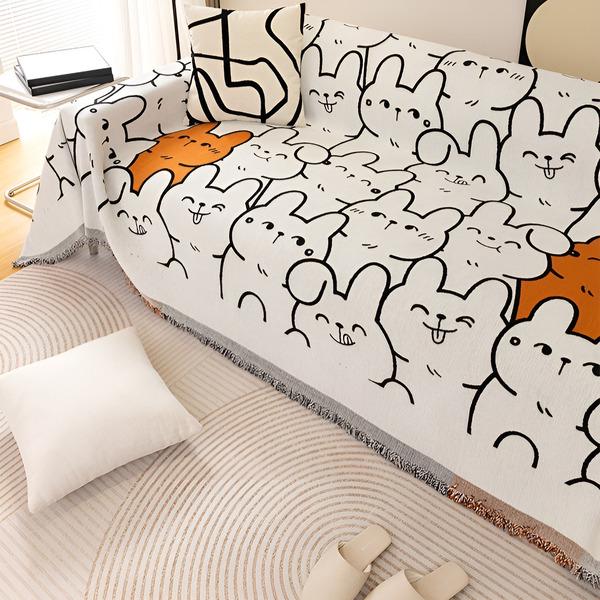 Плед покрывало на кровать/диван C00522-1 с изображением Кроликов 180х130 см - фото 4 Плед покрывало на кровать/диван C00522-1 с изображением Кроликов 180х130 см - фото 4