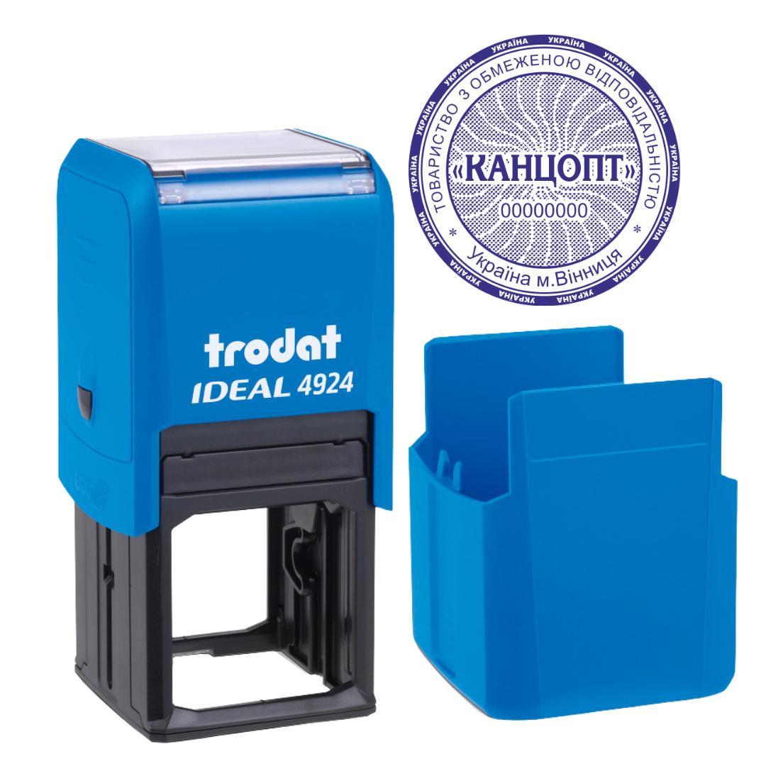 Печать ТОВ на автоматическом оснащении Trodat 4924 d 40 мм с колпачком Голубой (ООО24/4924/BU)