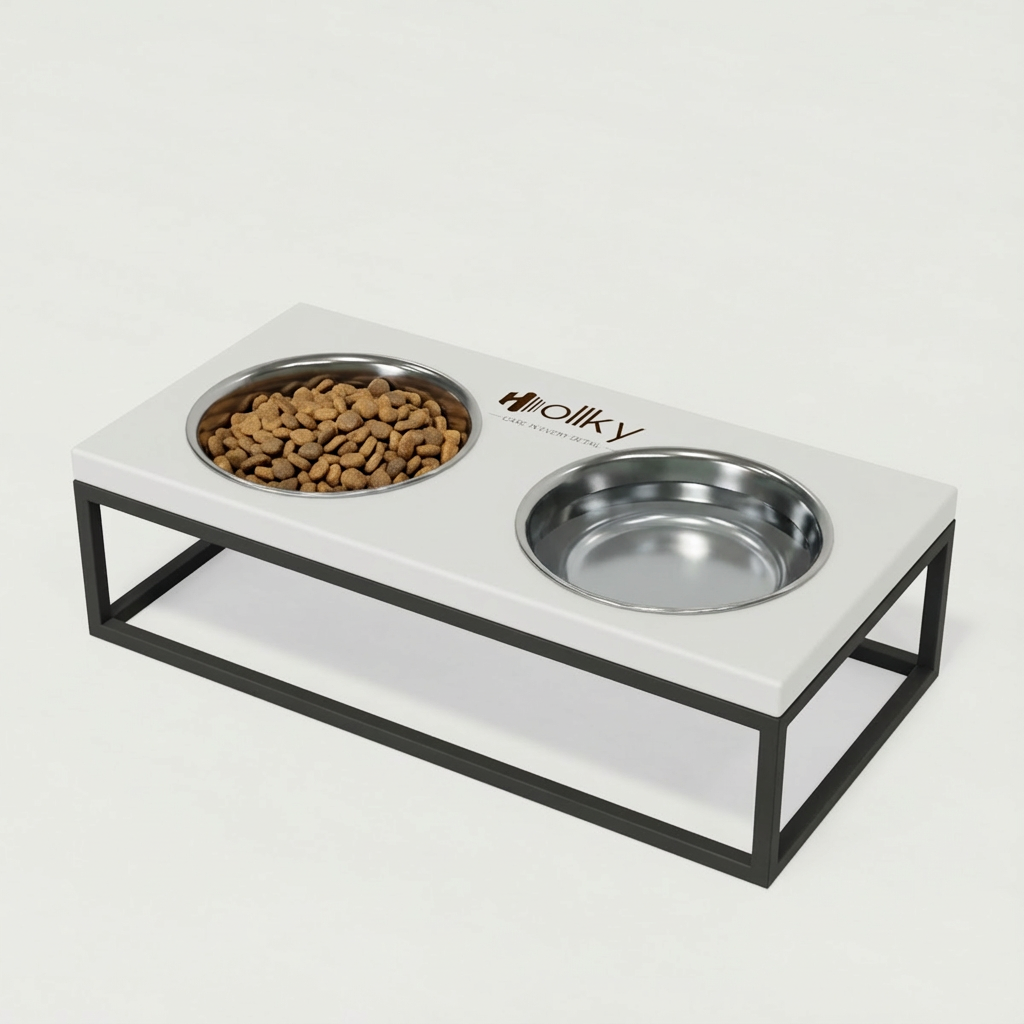 Миски на подставке для средних собак и больших котов Hollky Base M 2х0,95 л (BM-422110-GRWH)