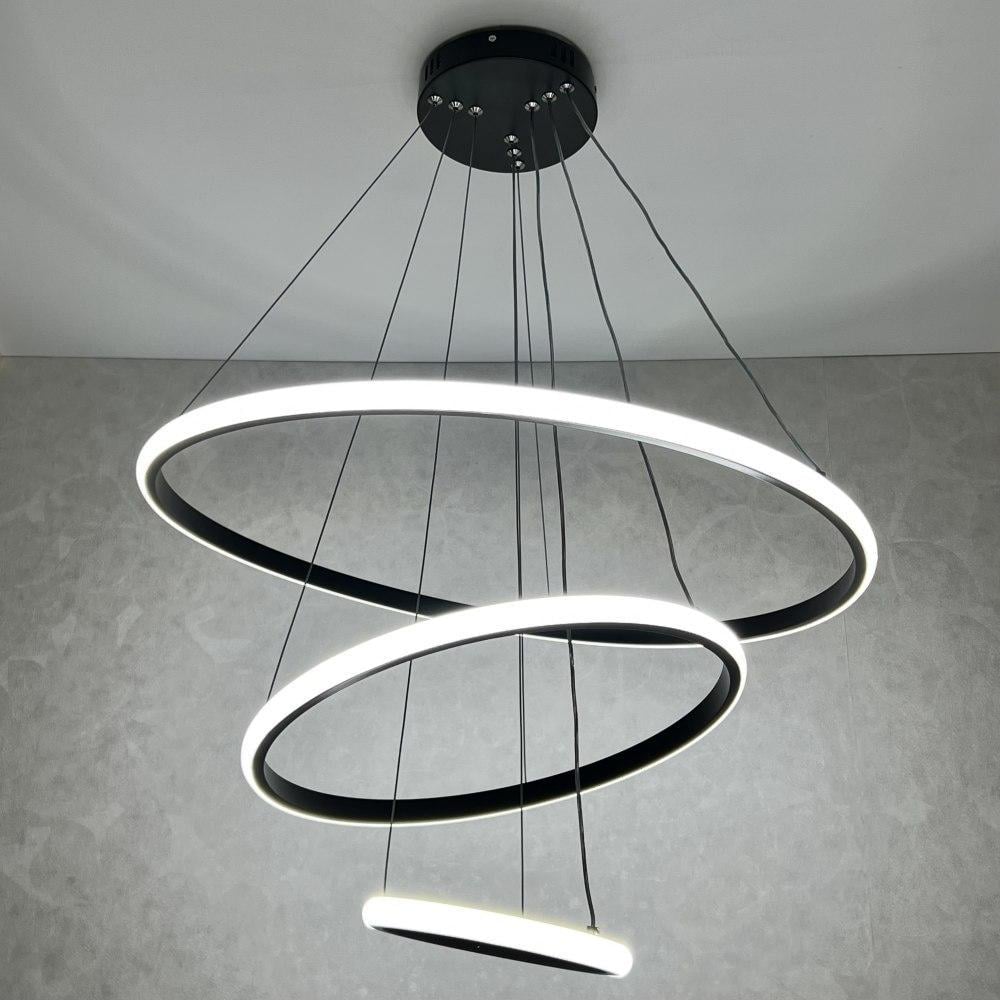 Люстра управляемая LED EMILY 75W 3R APP Luminaria 3000-6500К 7500 Lm с пультом ДУ Ø 600х1100 мм Black/White (bc5a708b)