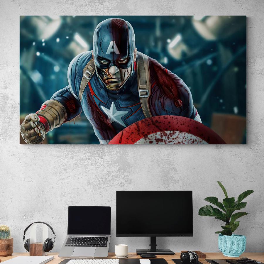 Картина на холсте HolstPrint Капитан Америка 50х100 см