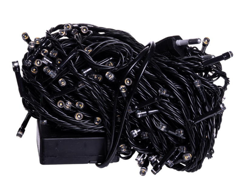 Гирлянда нить 180 LED 18 м черный провод Белый - фото 4