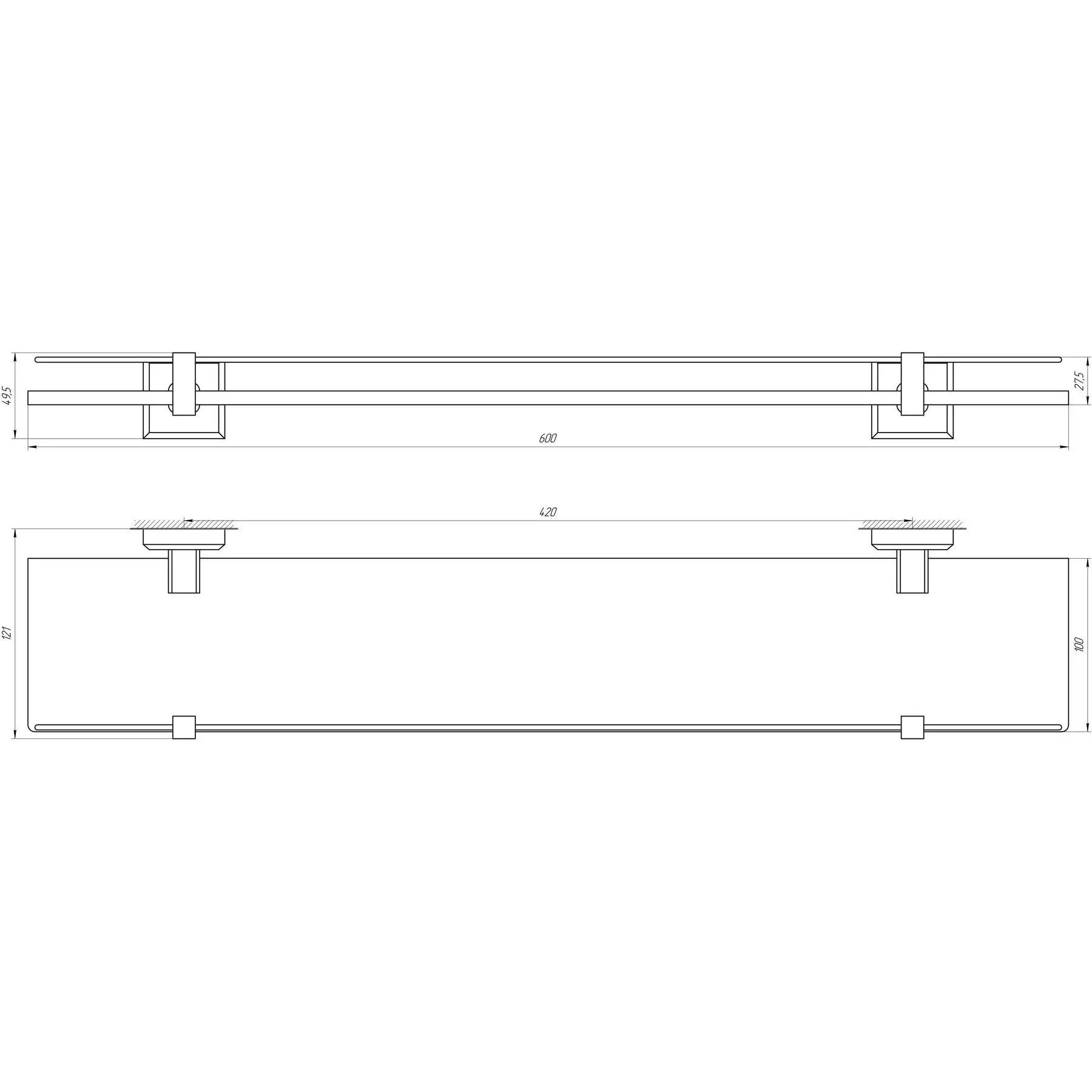 Полка TOPAZ TKB 9927 стекло с бортиком (GSR-000021234) - фото 4