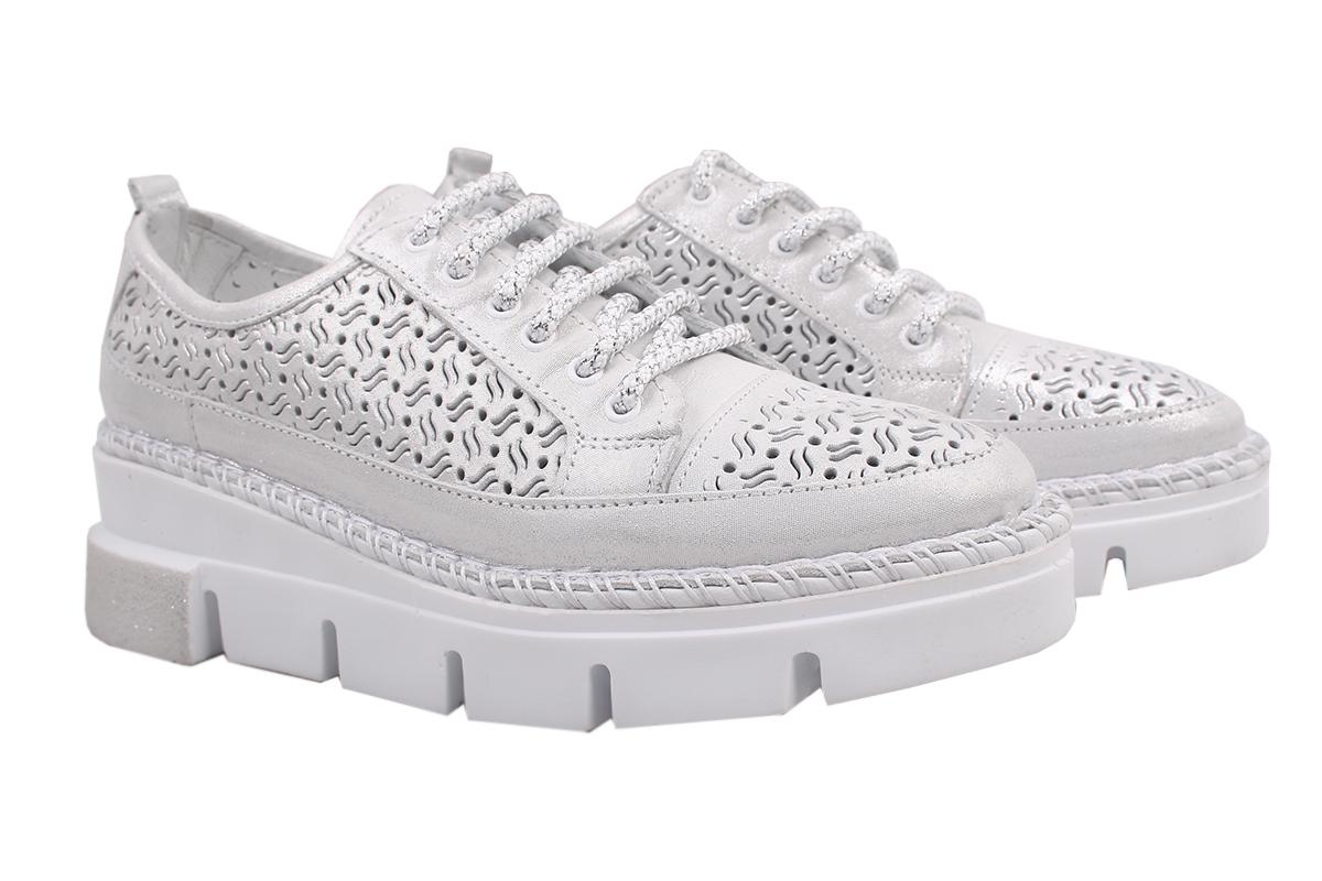 Туфли Aquamarin на низком ходу женские кожа р. 37 Серебро (1495-9LTCP)