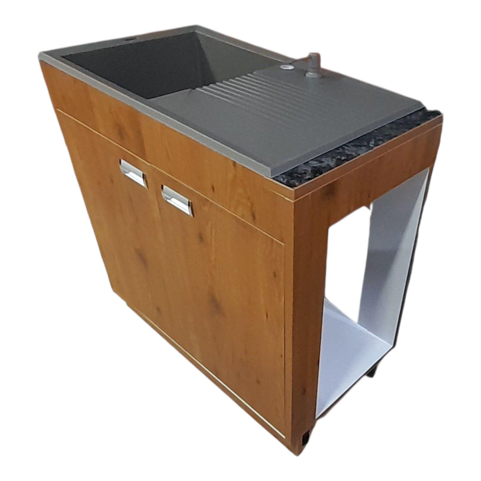 Тумба кухонна пластикова Mikola-M із покриттям HPL 3169 мат з кам'яною мийкою Адамант 90 см (2413)