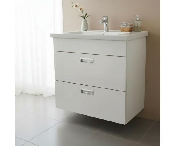 Тумба для ванной комнаты 2.0 с двумя выдвижными ящиками и умывальником 90 см White (2521)