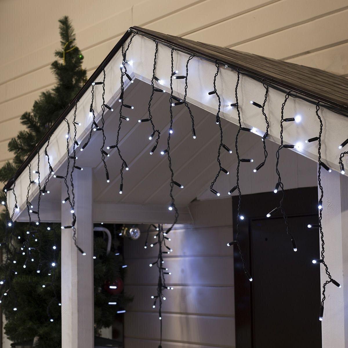 Гірлянда вулична з flash мерехтінням Alphatrade Premium Бахрома 3x0,6 м 120 LED Чорний/Холодний білий (120124)