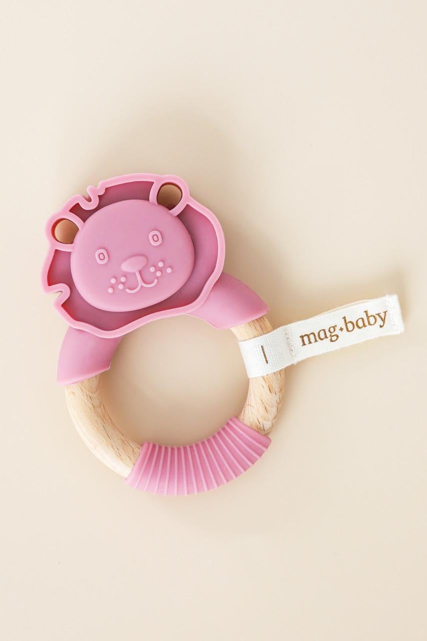 Прорізувач з дерев'яним кільцем Mag Baby Lion Малиновий (2954795689)