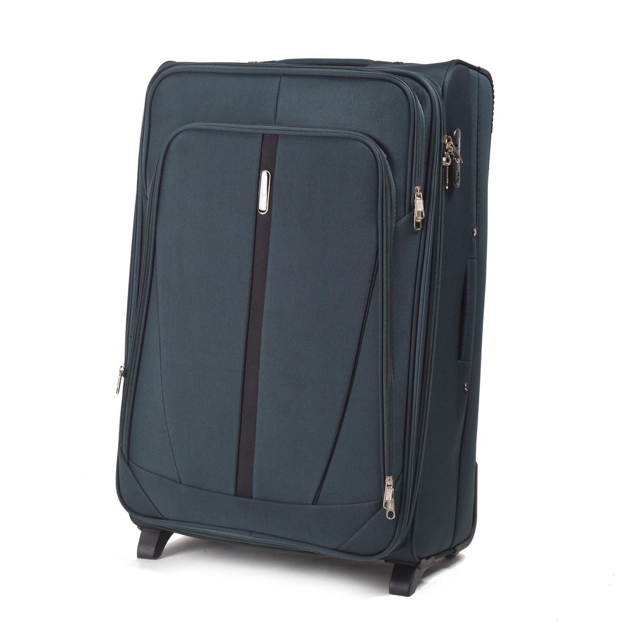 Чемодан Wings 1706 большой 74х48х30 см 90 л тканевый на 2 колесах Зеленый