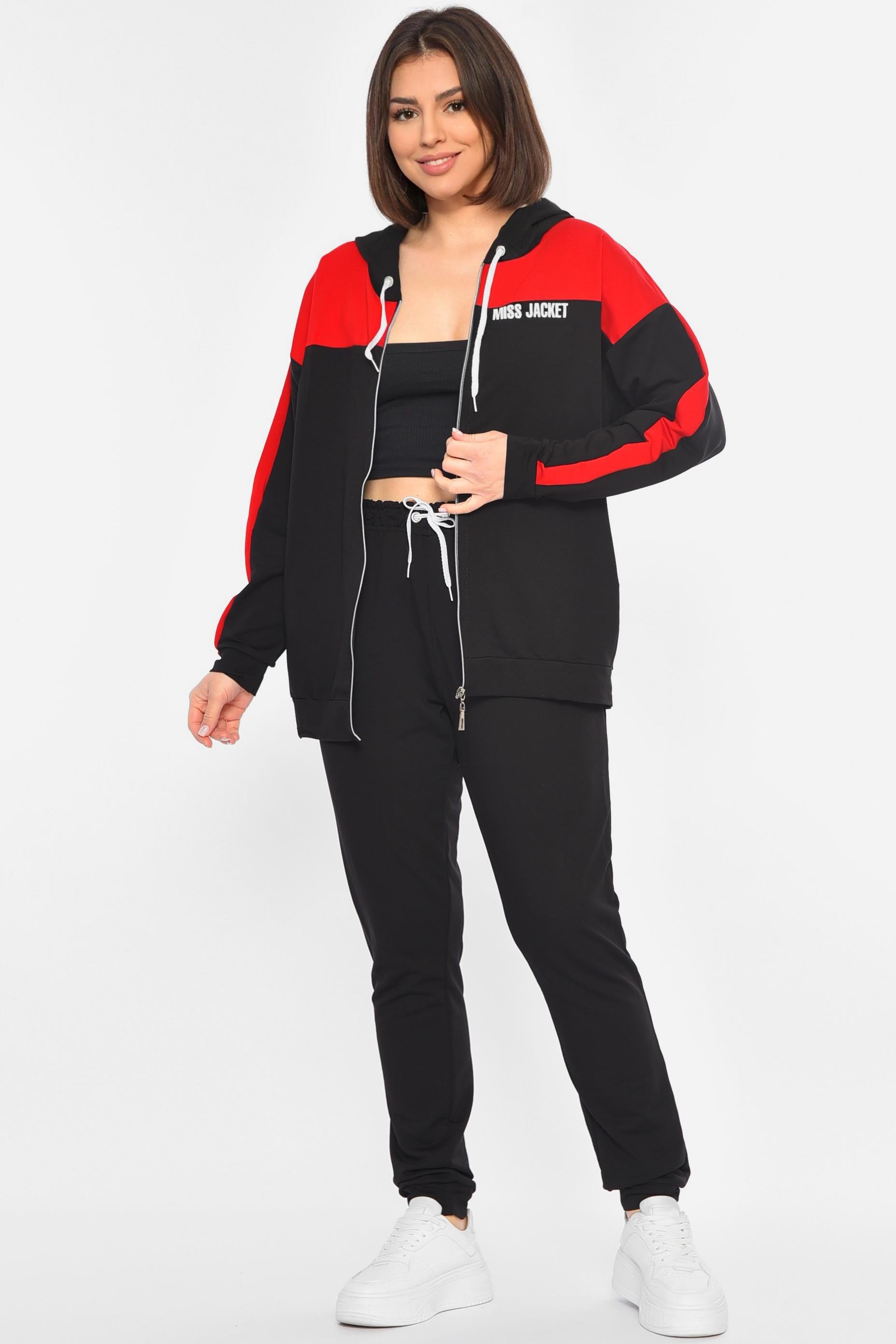 Спортивный костюм женский 2XL Черно-красный (189274)