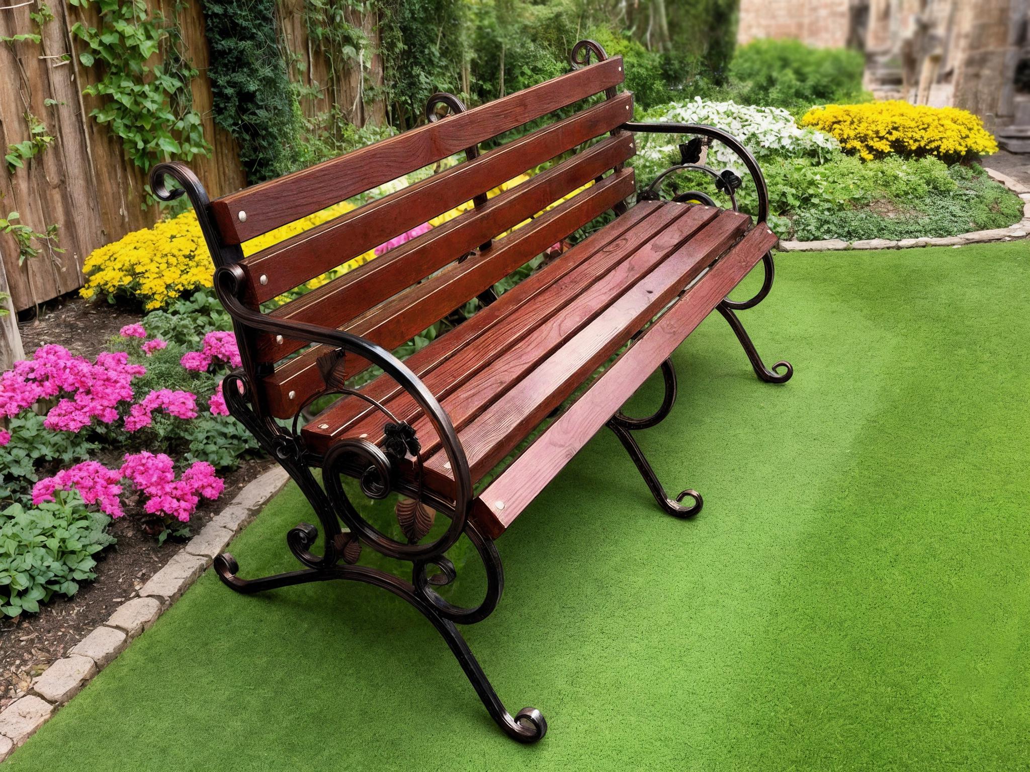 Лава садова кована Tobi Sho Камелія з підлокітниками 200 см Макасар - фото 2 Лава садова кована Tobi Sho Камелія з підлокітниками 200 см Макасар - фото 2