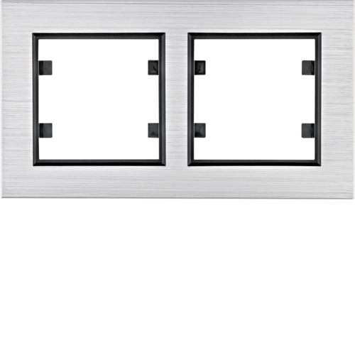 Рамка двухместная горизонтальная Hager Lumina Passion Серебряный алюминий (WL9222)