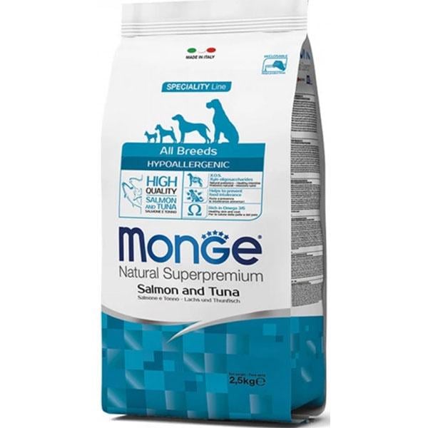 Корм для собак Monge Dog All breeds Hypo лосось з тунцем гіпоалергенний 2,5 кг (27260462)