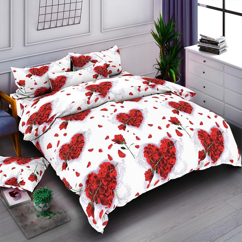 Комплект постельного белья Family Сердца двуспальный Бязь голд 9985025 Красный (DR010460)