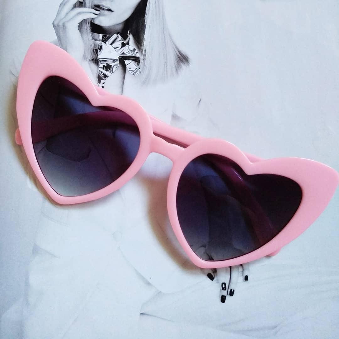 Очки женские солнцезащитные в форме сердца Розовый с фиолетовым