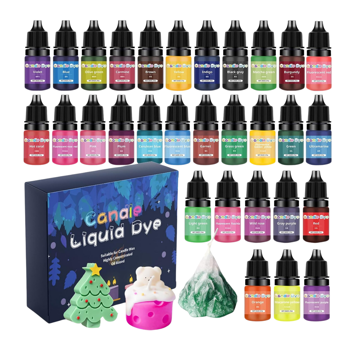 Набір рідких барвників для виготовлення свічок і мила концентровані пігменти 30 кольорів по 5 мл - фото 4 Набір рідких барвників для виготовлення свічок і мила концентровані пігменти 30 кольорів по 5 мл - фото 4