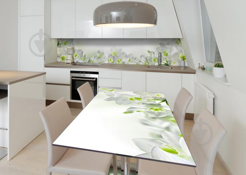 Наклейка 3Д виниловая на стол Zatarga «Цветочный полувенок» 650х1200 мм для домов, квартир, столов, кофейн