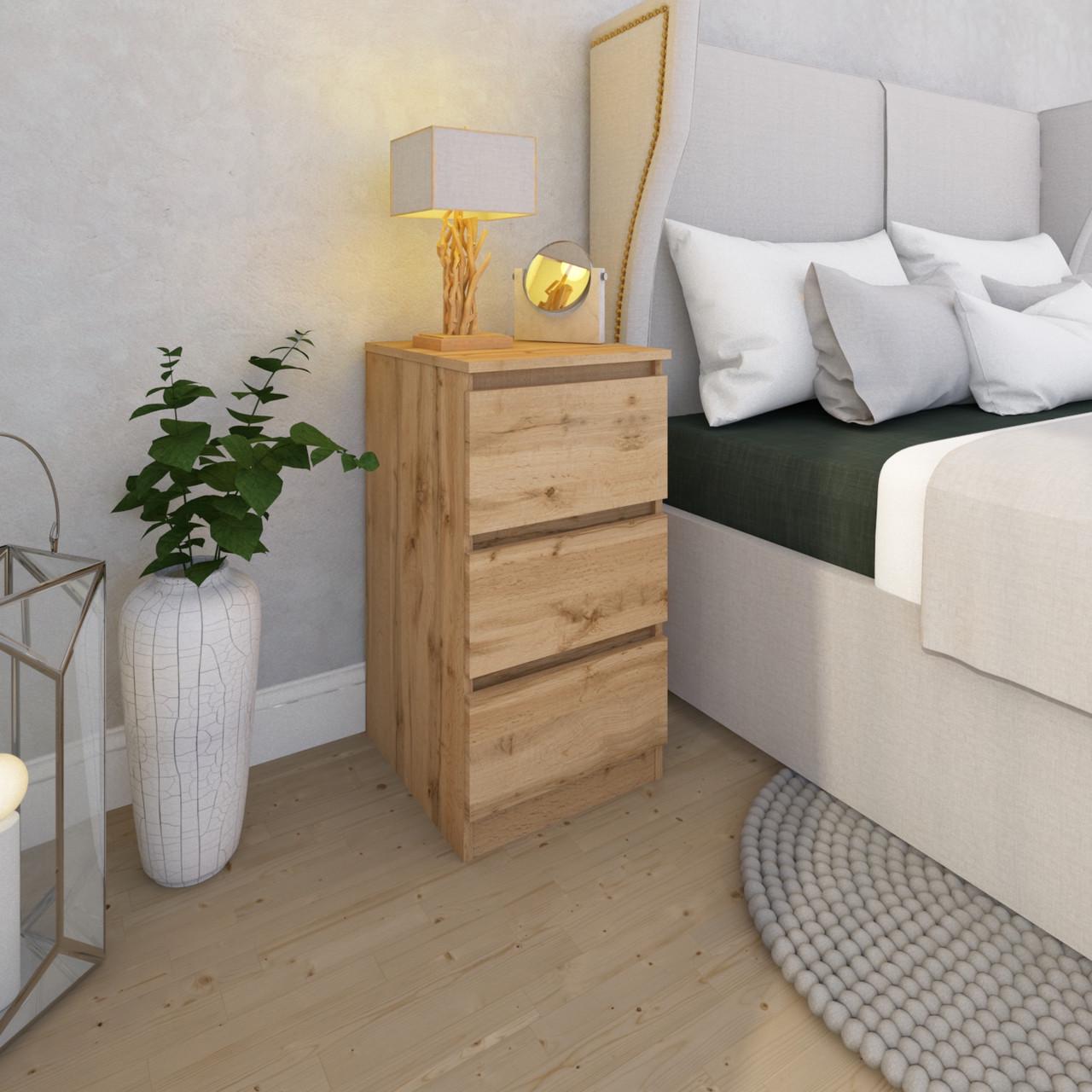 Комод MEBEX на 3 ящика 50х40х77,4 см Дуб Крафт (VM3B500DC) - фото 1 Комод MEBEX на 3 ящика 50х40х77,4 см Дуб Крафт (VM3B500DC) - фото 1