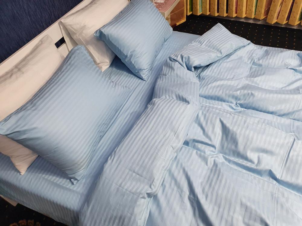 Комплект постельного белья на резинке Stripe LUX 1/1 см евро/наволочки 50х70/70х70 см Light Blue (4046) - фото 4 Комплект постельного белья на резинке Stripe LUX 1/1 см евро/наволочки 50х70/70х70 см Light Blue (4046) - фото 4