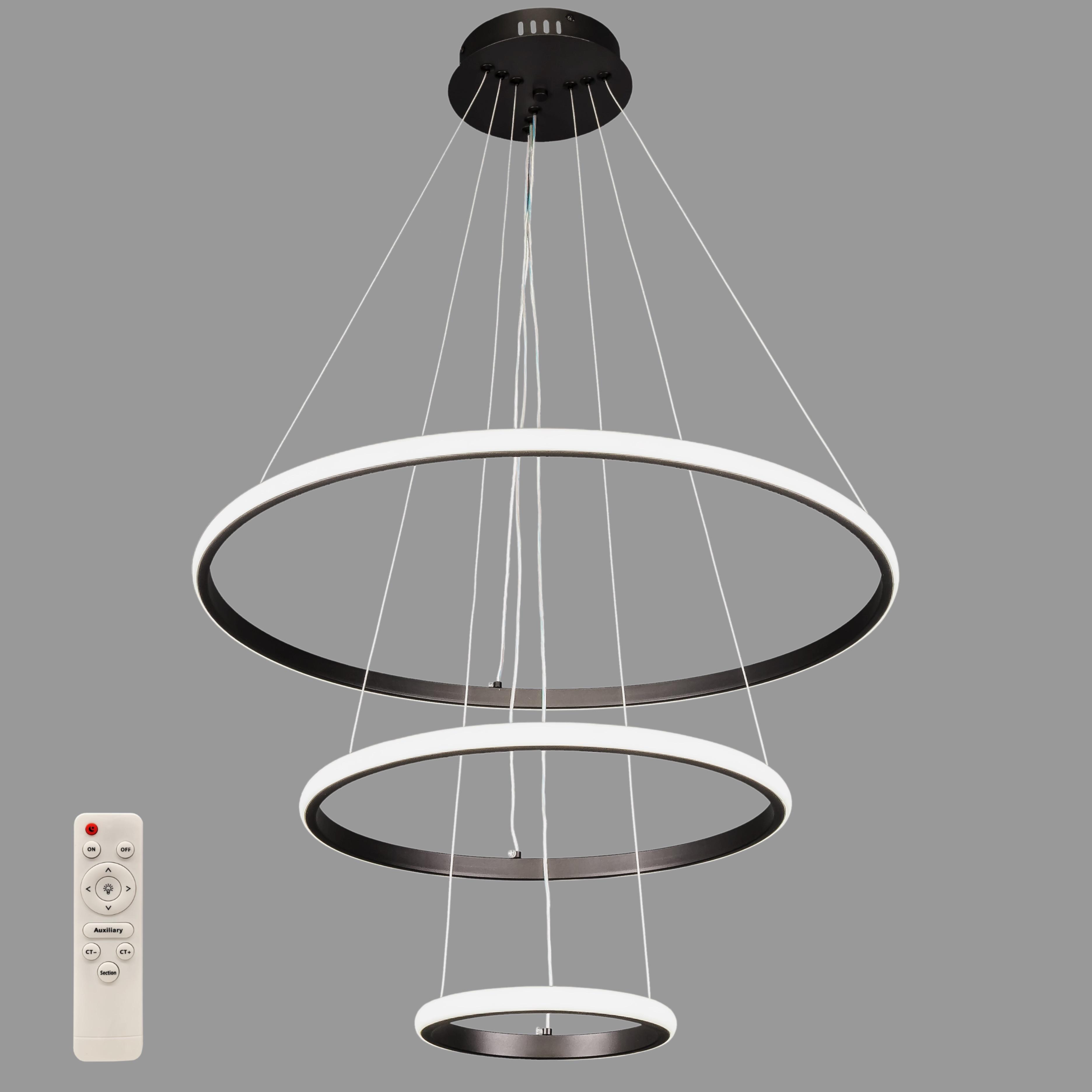 Люстра Circle кольцевая светодиодная тройная 20х40х60 см Белый (52-1017 BK)