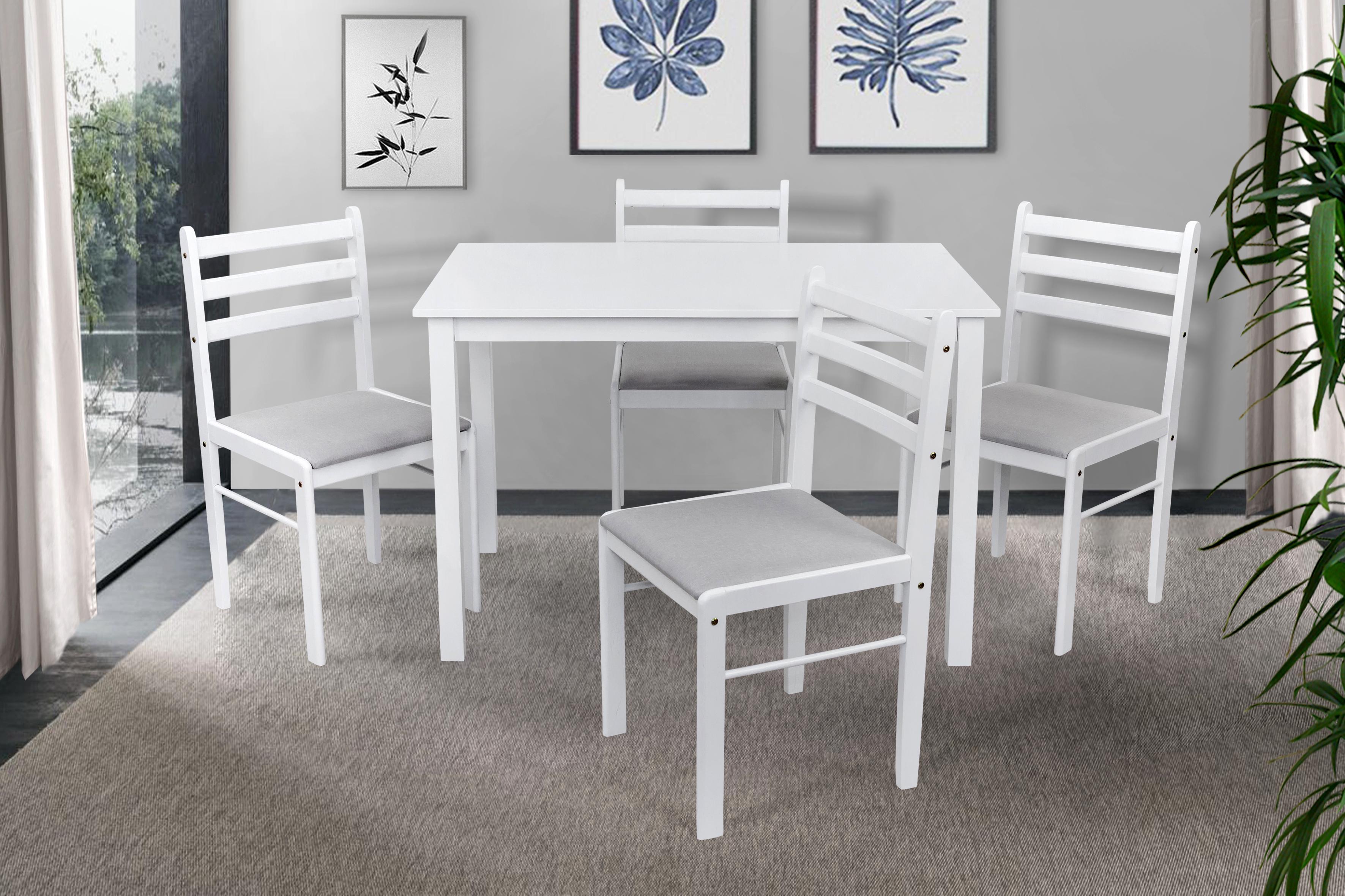 Комплект обеденный Микс Мебель Джерси стол/4 стулья из МДФ/дерево/ткань Белый/Белый/Серый (А0056110) - фото 5