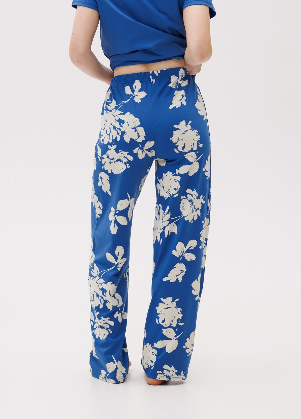 Піжама жіноча бавовняна Наталюкс з брюками та квітковим принтом S Синій (4826449404121) - фото 5 Піжама жіноча бавовняна Наталюкс з брюками та квітковим принтом S Синій (4826449404121) - фото 5