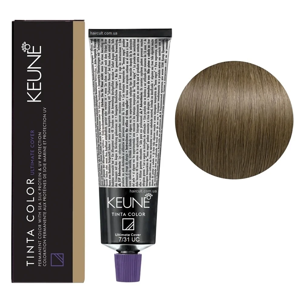 Краска для волос стойкая Keune Tinta Color 7.31 UC Golden Ash Blond 60 мл