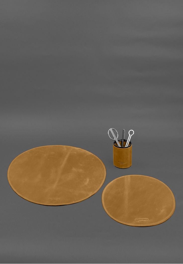 Настольный набор из натуральной кожи 1.2 Crazy Horse Желтый (A-028807) - фото 2