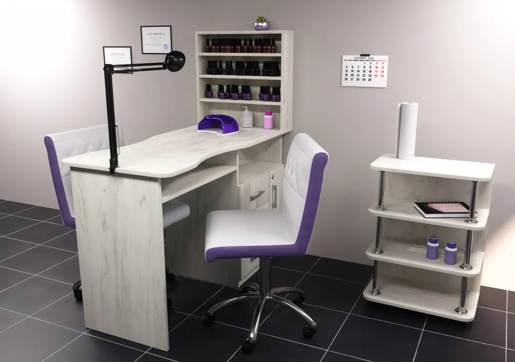 Стол маникюрный Kontinent СМ-1 правый 1230х550х1264 мм Дуб Крафт Белый (29060071) - фото 2