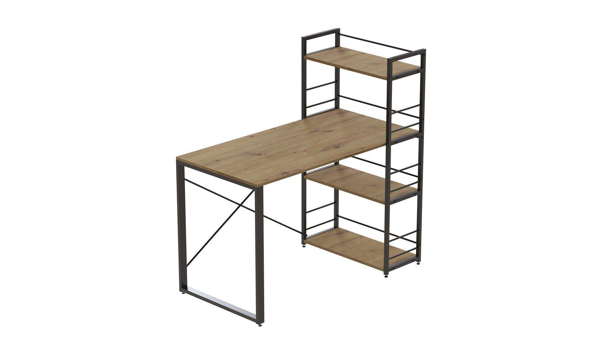 Письменный стол Ferrum-decor Konekt с этажеркой металл/ДСП 16 мм Черный/Дуб Артизан (FRD-104221) - фото 4