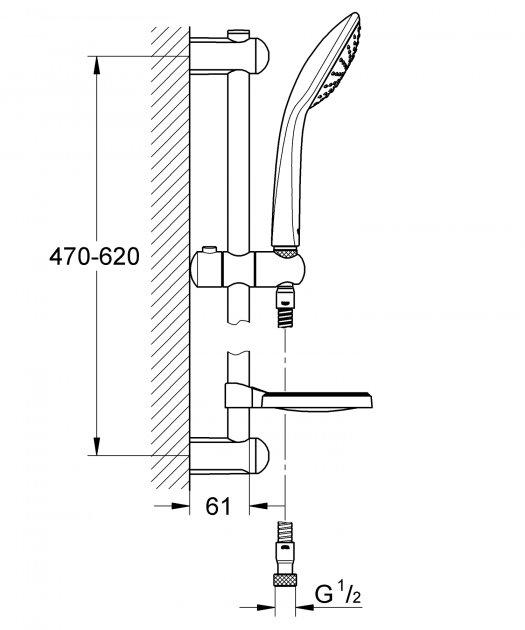 Душовий гарнітур Grohe Euphoria зі штангою 1 режим (27266001) - фото 3