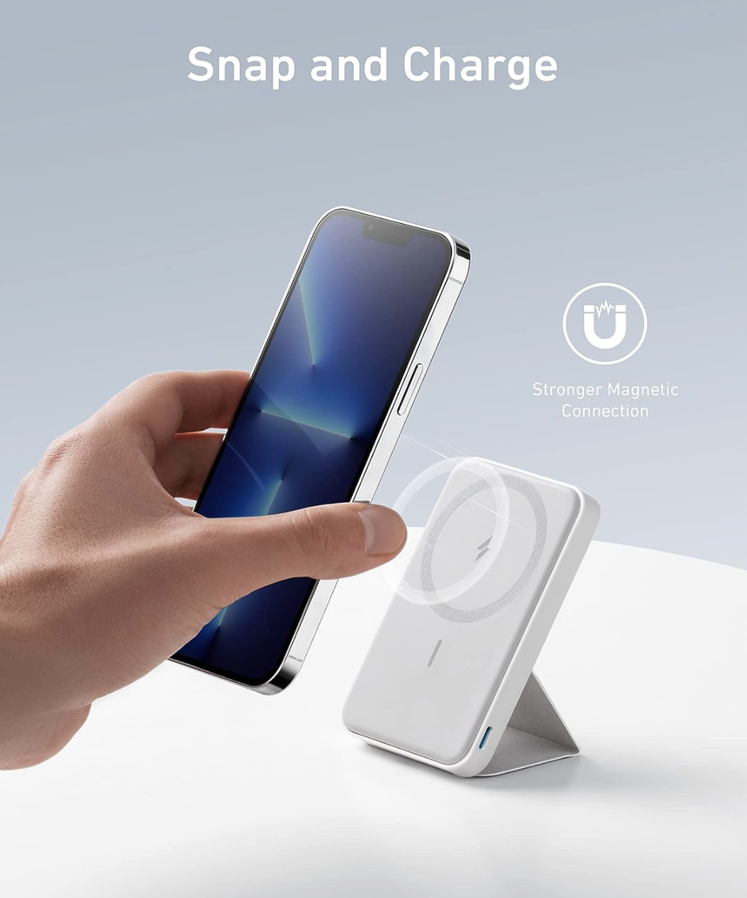 Батарея магнитная с подставкой Anker 622 Magnetic Magsafe iPhone 16/16 Pro/16 Pro Max iPhone 15/14/13/12 Series 5000 mAh White (2083974093) - фото 6