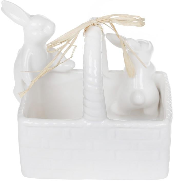 Цукерниця декоративна Кошик з кроликами 15,8х10,8х12,5 см Білий (BD-733-322) - фото 2 Цукерниця декоративна Кошик з кроликами 15,8х10,8х12,5 см Білий (BD-733-322) - фото 2