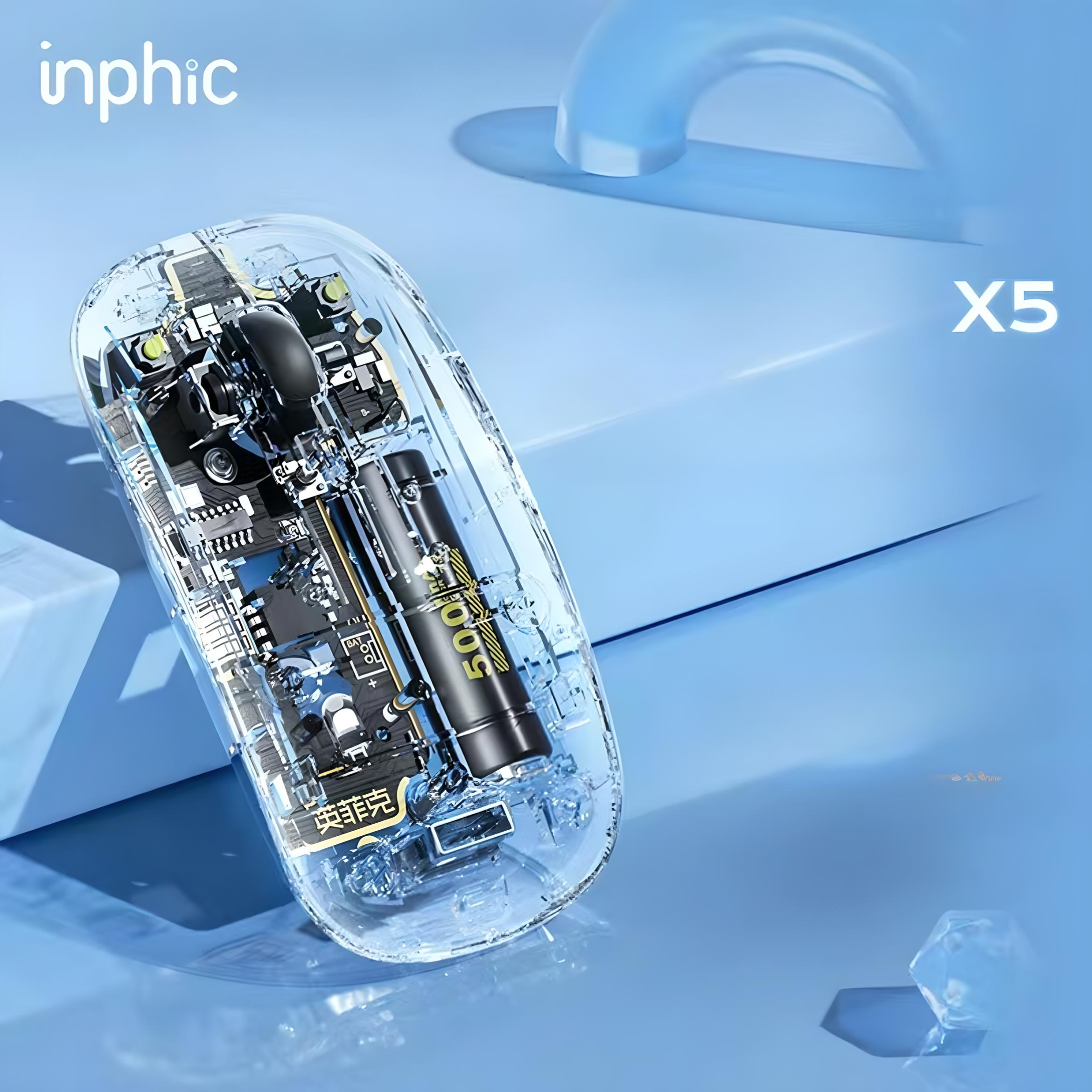 Мышка INPHIC X5 USB беспроводная с аккумулятором и 1600 DPI 2,4 ГГц Прозрачный - фото 9