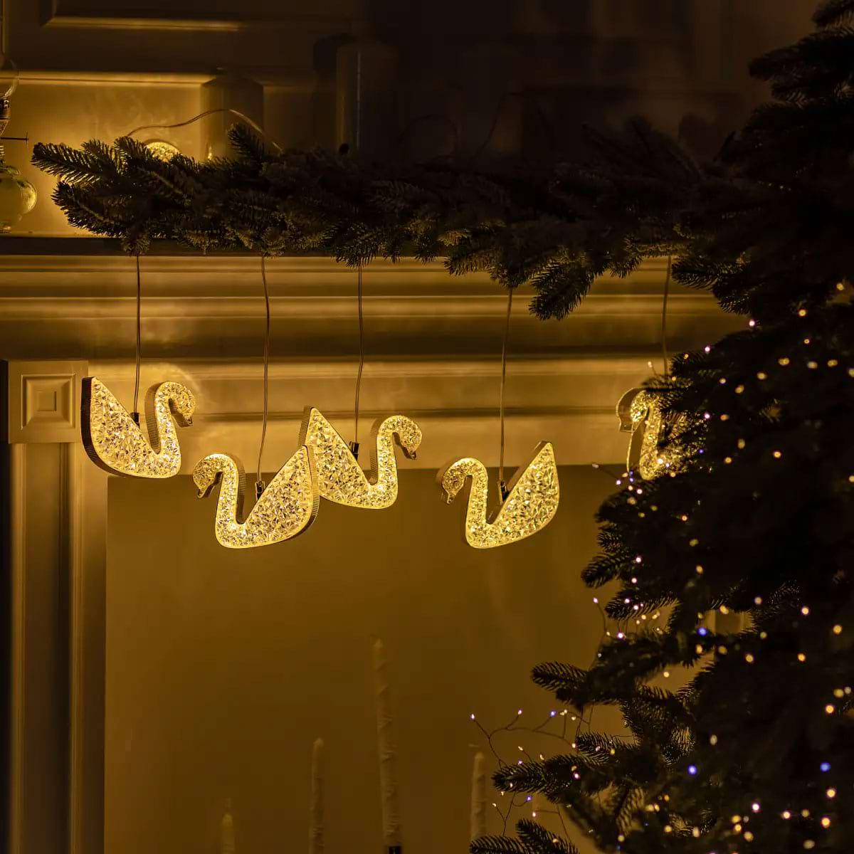 Гирлянда-штора с фигурками Сваровски 6 ламп 3 м Теплый желтый свет (5300) - фото 6 Гирлянда-штора с фигурками Сваровски 6 ламп 3 м Теплый желтый свет (5300) - фото 6