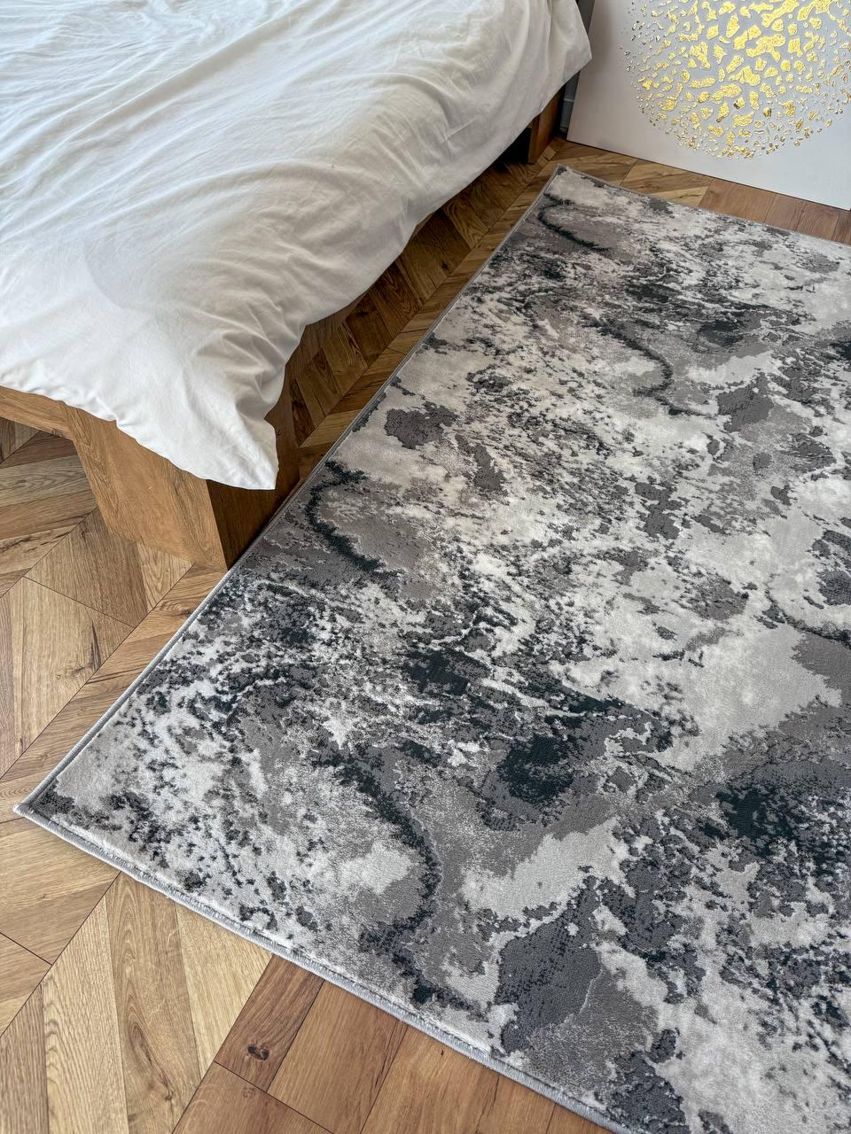 Килим сучасний з абстрактним візерунком 120x180 см Сірий - фото 4