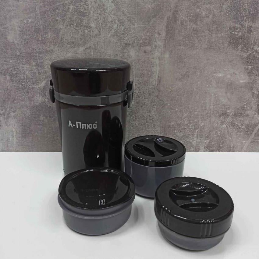 Термос пищевой A-PLUS 1669 с контейнерами из нержавеющей стали 1 л Black (1580100054) - фото 1 Термос пищевой A-PLUS 1669 с контейнерами из нержавеющей стали 1 л Black (1580100054) - фото 1