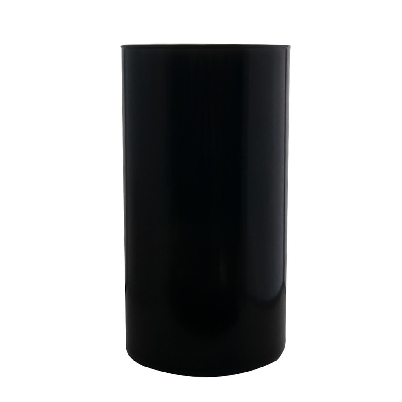 Ваза стеклянная VB Цилиндр H 30 см D 16 см Черный глянцевый (243016 bl)