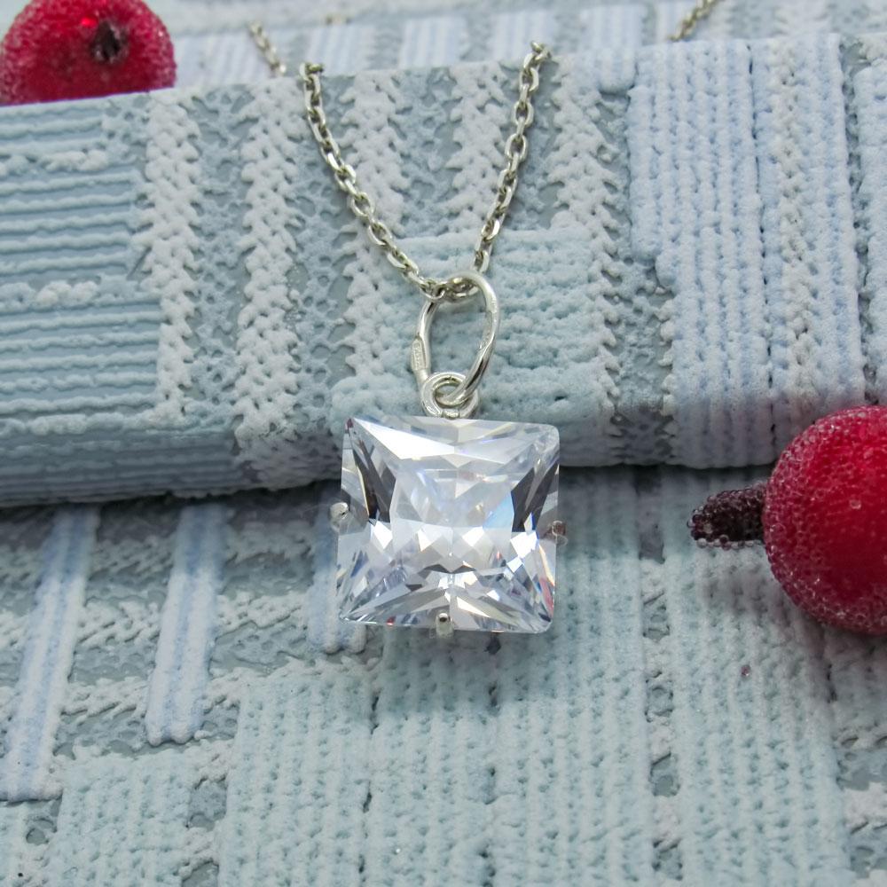 Срібний підвіс з фіанітом Квадрат (1129967504) - фото 4