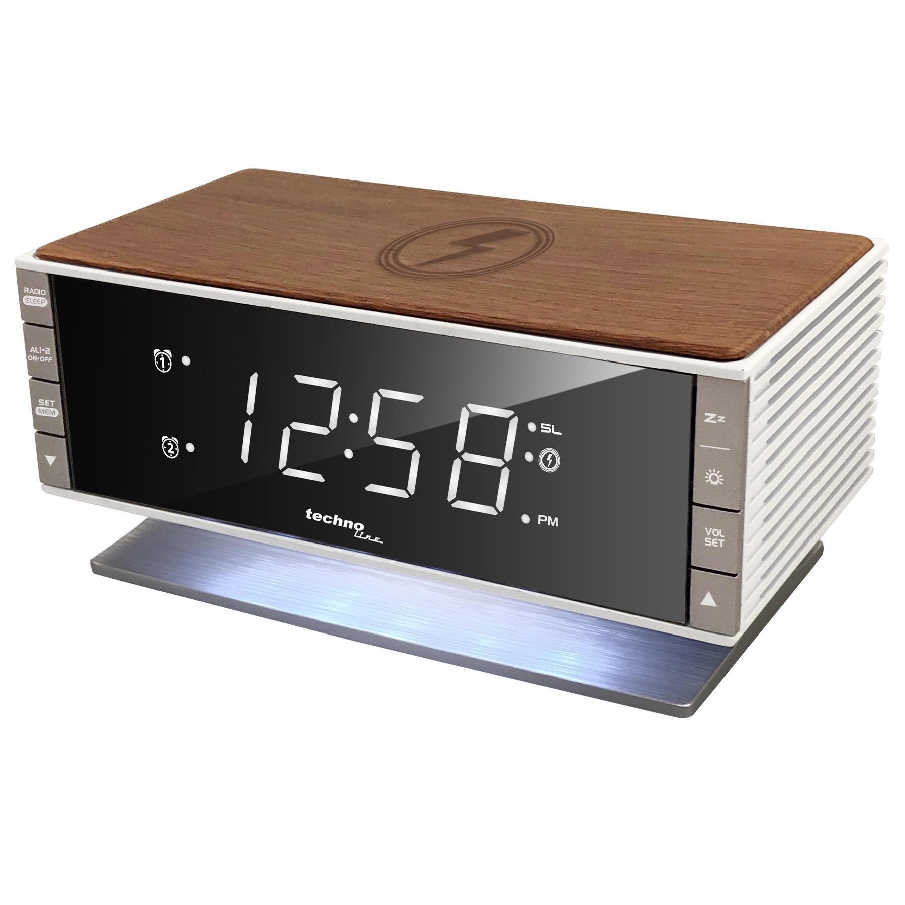 Часы настольные с радио Technoline WT487 Wireless Mobile Charging White/Brown (WT487)