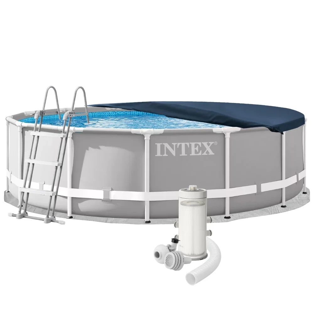 Басейн каркасний Intex 26720 Prism Frame з фільтром драбиною/підстилкою/тентом 427х107 см Сірий (147-9-26720)