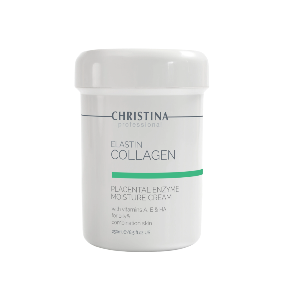 Крем плацентарний для жирної та комбінованої шкіри CHRISTINA Elastin Collagen With Vitamins A/E & HA Moisture Cream 250 мл
