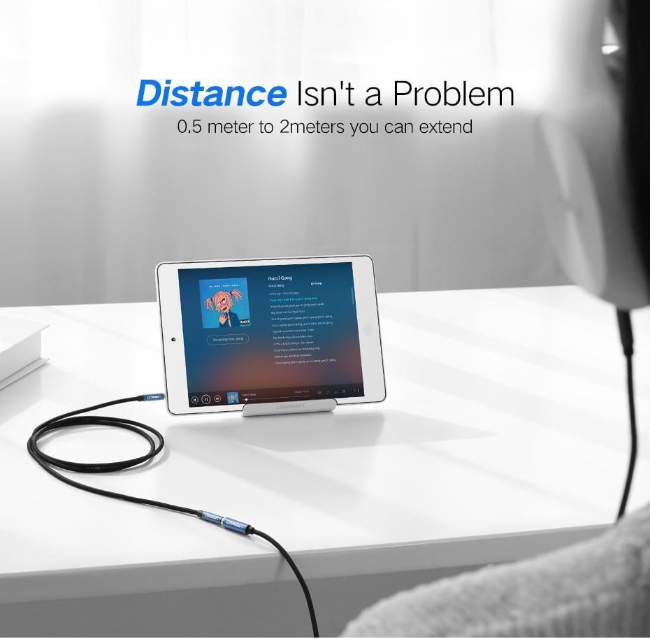 Кабель с поддержкой микрофона UGREEN 3.5 мм minijack-3.5 мм minijack стерео AUX 4-пиновый TRRS 2 м Черный (40675) - фото 3