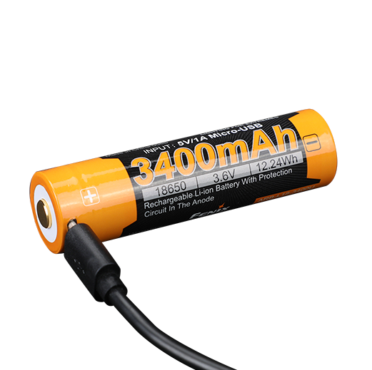 Аккумулятор Fenix 18650 3400 mAh 3,6V Li-ion с micro-USB зарядкой Черно-желтый - фото 3 Аккумулятор Fenix 18650 3400 mAh 3,6V Li-ion с micro-USB зарядкой Черно-желтый - фото 3