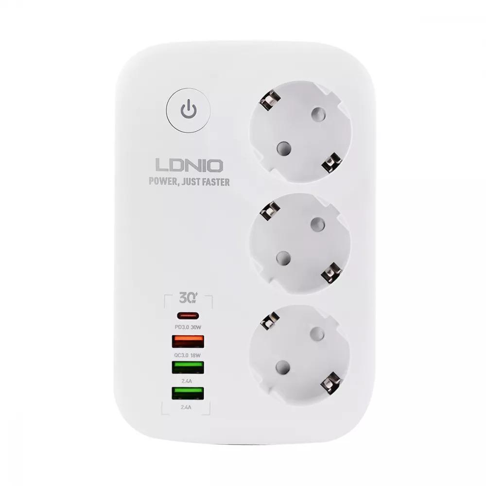 Сетевой фильтр LDNIO SEW3452 2500W 3xUSB/Type-C 30W White (9abb0c13)