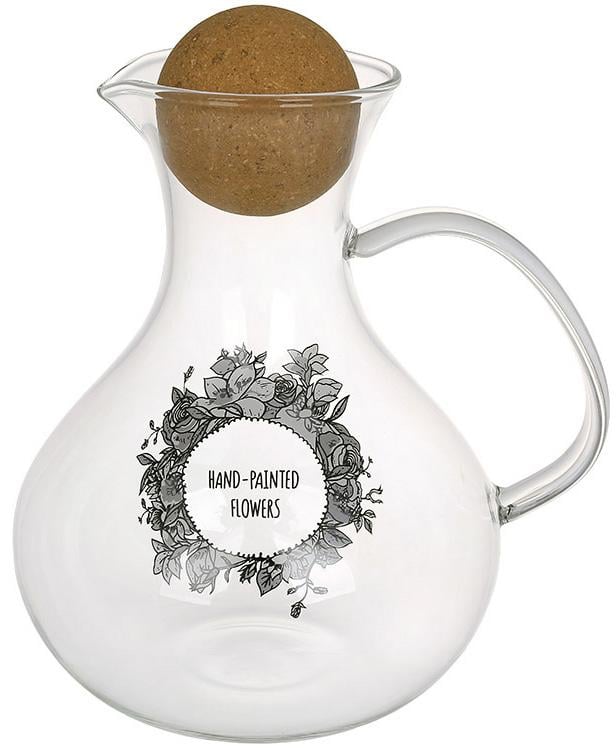 Графин стеклянный Rauma Flowers с круглой пробкой 1700 мл