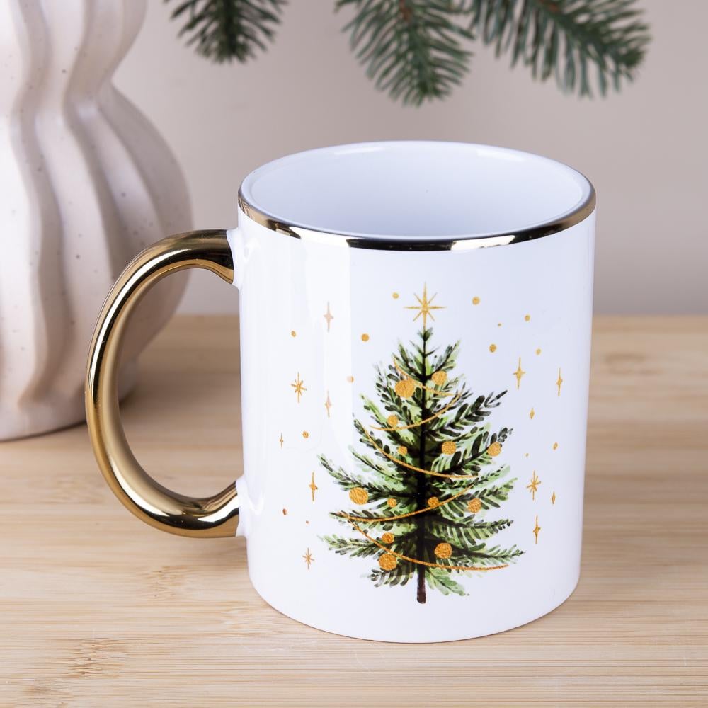 Чашка с золотым ободком Елочка 330 мл (4541-2)