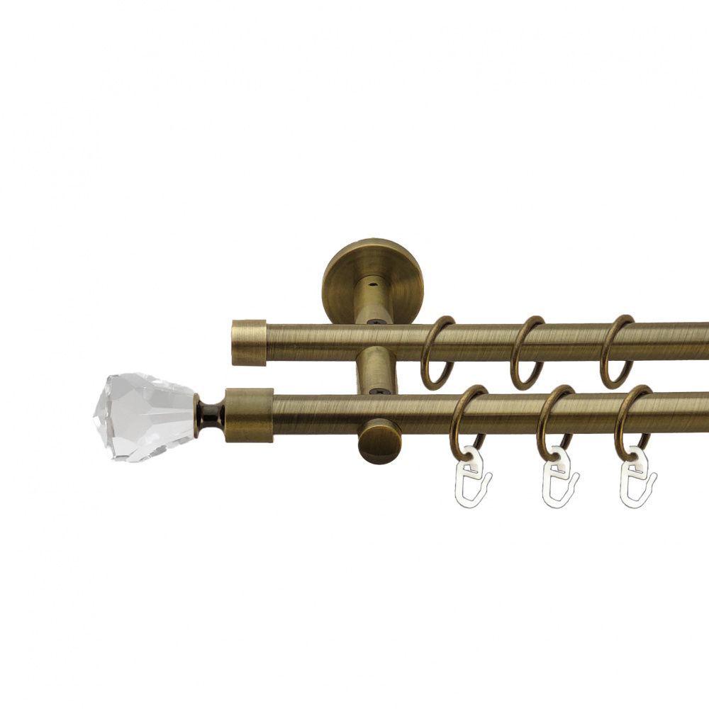 Карниз Orvit Лучетта металевий дворядний циліндр 16 см гладка труба кільце металеве 16/16 мм 160 см Антик (7335479)