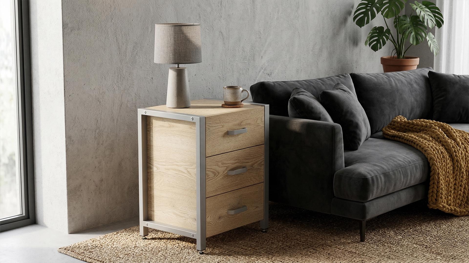 Тумба универсальная Ferrum-decor Вивьен ДСП 16 мм 3 50x41x40 Серый/Дуб Кремона Торро (FRD-107757)
